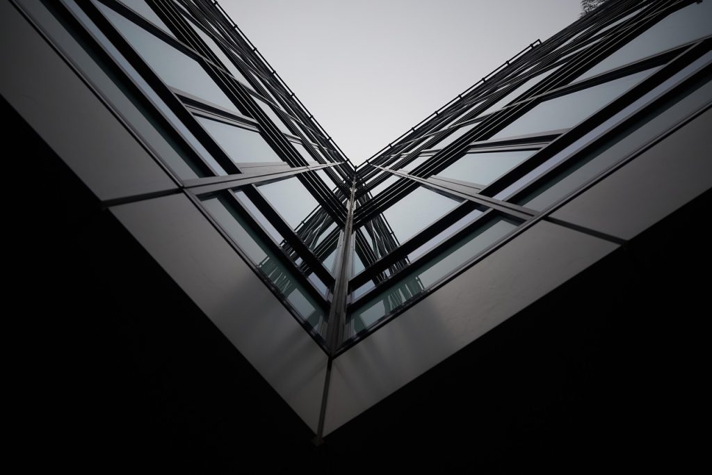 warsaw, symmetry, geometry, sky, nature, glass, surface, city, modern, perspective, building, architecture